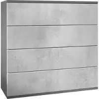 Vladon Kommode Pavos V3 hängend, Sideboard mit 4 Schubladen Anthrazit matt/Beton Oxid Optik (76 x 94 x 35 cm)