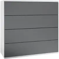 Vladon Kommode hängend Pavos V3, Sideboard mit 4 Schubladen Weiß matt/Anthrazit matt (76 x 94 x 35 cm)