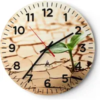ARTTOR Wanduhr - Rund - Glasuhr - Wüste Erde Umwelt - 40x40cm - Schleichendes Uhrwerk - Lautlos - zum Aufhängen bereit - Dekoration Modern - Wanddekoration aus Glas - C4AR40x40-2173