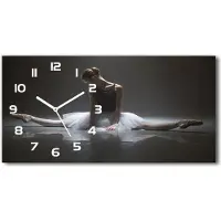 Tulup Wanduhr aus Glas – 60x30 cm - Glasbild - Glasuhr - Gehärtetes Glas - weisse-zeiger - Ballerina