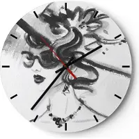 ARTTOR Wanduhr - Rund - Glasuhr - Frau Modell - 40x40cm - Schleichendes Uhrwerk - Lautlos - zum Aufhängen bereit - Dekoration Modern - Wanddekoration aus Glas - C3AR40x40-4066