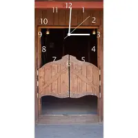 Wallario Design Wanduhr Saloontür aus Echtglas, Größe 30 x 60 cm