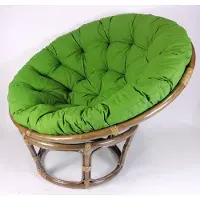 Rattani Rattan Papasansessel,Papasan Durchmesser 110 cm, Fb. Dunkelbraun, Polster Uni Living 193 dunkel grün