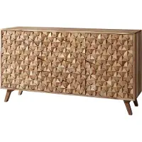 Möbelando Sideboard REWA 140x78,5x40 cm Anrichte Massivholz Akazie Schrank Braun | Landhaus-Stil Kommode mit 3 Schubladen & 2 Türen | Flurschrank Echtholz | Schubladenkommode Massiv | Flurkommode