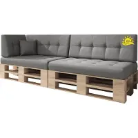 Sunnypillow Palettenkissen Verona Kaltschaum UV - beständig Outdoor/Indoor 6er Set 120 x 80 Silver