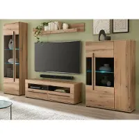 Furn.Design Wohnwand "Design-D" in Evoke Eiche Wohnkombination Set 4-teilig 310 cm, mit Soft-Close und inklusive Beleuchtung