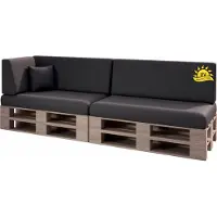 Sunnypillow 6er Palettenkissen Set mit abnehmbarem Bezug UV - beständig Sitzkissen + Rückenkissen Palettenauflage Indoor / Outdoor | Anthrazit |