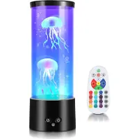 TolleTour LED Quallen Lampe Lavalampe 12 Farben 4 Lichtmodi Stress-Angst-Entlastung Fernbedienung Heimdekor Lampe Unterwasser-Ozean-Stil Gemütliches Nachtlicht
