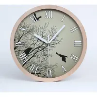Tulup Holzuhr 25fi cm wanduhr - weiße Spitzen - Krähen in einem Baum