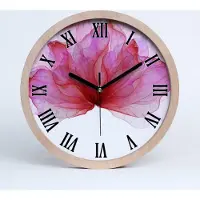 Tulup Holzuhr 25fi cm wanduhr - schwarze Spitzen - pinke Blume