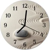 Tulup Glasuhr Wanduhr Küchenuhr Echt-Glas 30fi cm Stein Sand grau