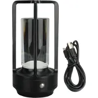 Lixada Schnurlose Tischlampe 3 Farben Stufenlos dimmbar LED Tischlampe Wiederaufladbar Touch Lampe Nachttischlampe Schwarz