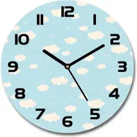 Tulup Wanduhr aus Glas 30fi Glasbild Glasuhr Gehärtetes Glas - schwarze-zeiger - cloud