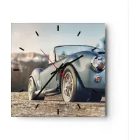 ARTTOR Wanduhr - Quadrat - Glasuhr - Kobra Sport Auto - 40x40cm - Schleichendes Uhrwerk - Lautlos - zum Aufhängen bereit - Dekoration Modern - Wanddekoration aus Glas - C3AC40x40-4583