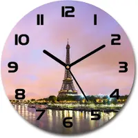 Tulup Wanduhr aus Glas 30fi Glasbild Glasuhr Gehärtetes Glas - schwarze-zeiger - Eiffel Tower Paris
