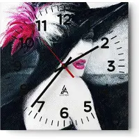 ARTTOR Wanduhr - Quadrat - Glasuhr - Frau Modell - 30x30cm - Schleichendes Uhrwerk - Lautlos - zum Aufhängen bereit - Dekoration Modern - Wanddekoration aus Glas - C4AC30x30-4020