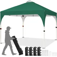 Yaheetech Pop-up Pavillon 3x3m, Garten Faltpavillon Wasserdicht Partyzelt Zelt mit Tache für Sommer/Flohmarkt/Feste, höhenverstellbar, Dunkelgrün