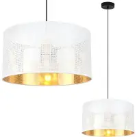 Light11 HOME Asti Hängelampe Schwarz 1 Flacher Weissgold Lampenschirm 35Cm