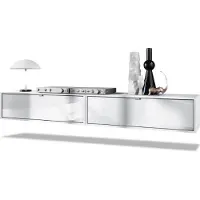 Vladon 2er-Set TV Board Lana 100, Germany, Lowboards je 100 x 29 x 37 cm mit viel Stauraum, Korpus in Weiß matt, Fronten in Weiß Hochglanz | Große Farbauswahl