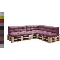 Sunnypillow Palettenkissen für Palettenmöbel - 7er Set - Palettenauflage 120 x 80 für Palettensofa - Palettenpolster für Garten, Gesteppte Kissen für Europaletten - Sitzkissen & Rückenkissen Violett