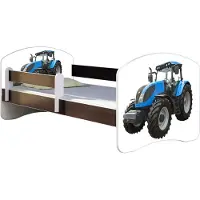 ACMA Jugendbett Kinderbett Junior-Bett Komplett-Set mit Matratze Lattenrost und Rausfallschutz Wenge 42 Traktor 180x80