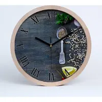 Tulup Holzuhr 20fi cm wanduhr - schwarze Spitzen - Gewürze und Kräuter
