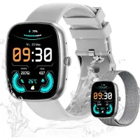 Valdus Smartwatch Damen & Herren 1,83 Zoll mit Telefonfunktion, IP67 wasserdicht, Herzfrequenzmesser, SpO2 Blutsauerstoff, Schrittzähler – Grau