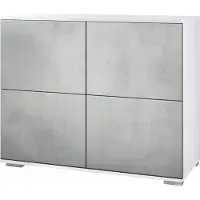Vladon Kommode Rova V3, Moderner Küchenschrank mit 4 Push-to-Open Türen Weiß matt / Beton Oxid Optik (92,5 x 75.5 x 35)