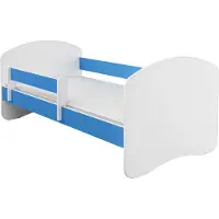 ACMA II Jugendbett Kinderbett 140 x 70 cm Junior-Bett Komplett-Set mit Matratze Lattenrost und Rausfallschutz Weiß / Blau , Kinderzimmer