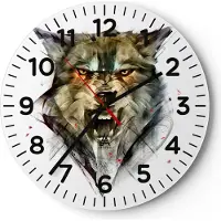 ARTTOR Wanduhr - Rund - Glasuhr - Wolf Tier Wald - 40x40cm - Schleichendes Uhrwerk - Lautlos - zum Aufhängen bereit - Dekoration Modern - Wanddekoration aus Glas - C4AR40x40-4070