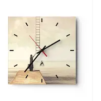 ARTTOR Wanduhr - Quadrat - Glasuhr - Symbol Frau Leiter - 40x40cm - Schleichendes Uhrwerk - Lautlos - zum Aufhängen bereit - Dekoration Modern - Wanddekoration aus Glas - C3AC40x40-4339