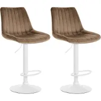 CLP 2er Set Barhocker Toni Samt weiß braun