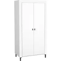 Mirjan 24 Kleiderschrank Mossa 2D MO01, Schlafzimmer Drehtürenschrank, Stilvoll Kollektion, Kleiderstange (Farbe: Weiß)