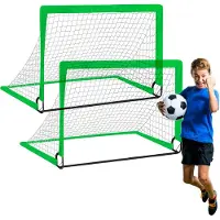 Lixada Outdoor-Sport-Kinder-Fußballtor, tragbares faltbares Fußballtor, Kleinkind-Fußballspiel-Torrahmen, zweiteiliges Set, grün