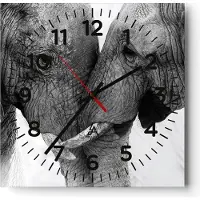 ARTTOR Wanduhr - Quadrat - Glasuhr - Elefanten Safari Bond - 40x40cm - Schleichendes Uhrwerk - Lautlos - zum Aufhängen bereit - Dekoration Modern - Wanddekoration aus Glas - C4AC40x40-4973