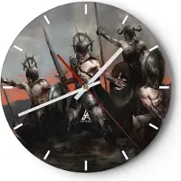 ARTTOR Wanduhr - Rund - Glasuhr - ritter rüstung - 40x40cm - Schleichendes Uhrwerk - Lautlos - zum Aufhängen bereit - Dekoration Modern - Wanddekoration aus Glas - C3AR40x40-3641