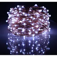ROSNEK 5m 50LEDs LED Weihnachten Kupferdraht Lichterkette, USB Betrieben Nachtlicht Innendeko, IP65 Wasserdicht Außen Garten Party Hochzeit Deko, Weiß