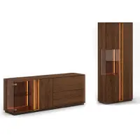 Feldmann-Wohnen Wohnwand Collodi Wohnzimmer-Set 2-teilig Wildeiche Tabak Massivholz geölt Ausführung wählbar