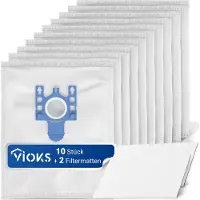 VIOKS Staubsaugerbeutel passend wie Miele 9917730 Set 10Stk Filterbeutel + 2 Filtermatte TypG/N für Staubsauger