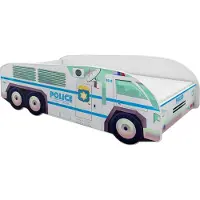 ACMA Jugendbett Kinderbett Auto-Bett Junior LKW-TrackBett Komplett-Set mit Matratze Lattenrost und Rausfallschutz 140x70, 01