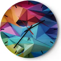ARTTOR Wanduhr - Rund - Glasuhr - Formen futuristisch geometrisch - 40x40cm - Schleichendes Uhrwerk - Lautlos - zum Aufhängen bereit - Dekoration Modern - Wanddekoration aus Glas - C3AR40x40-3027