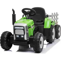 BOGI Traktor mit Anhänger Kindertraktor Kinderelektroauto Elektromotorrad Elektro Fernbedienung 12V Grün