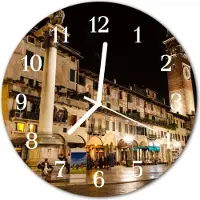 Tulup Glasuhr Wanduhr Küchenuhr Echt-Glas 30fi cm Stadt Nacht mehrfarbig