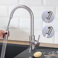 Homelody Küchenarmatur mit 2 Strahlarten Wasserhahn Küche ausziehbar Spültischarmatur Edelstahl Armatur Küche mit Brause Mischbatterie Küche Armatur