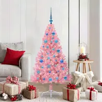 vidaXL "Schlussverkauf" Künstlicher vorbeleuchteter Weihnachtsbaum(1 pc) - Kunstbaum/Tannenbaum - Rosa 150 cm PVC C7828