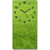Tulup Wanduhr aus Glas – 30x60 cm - Glasbild - Glasuhr - Gehärtetes Glas -Grünes Gras