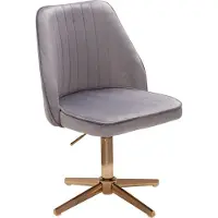 SKYPORT Schreibtischstuhl Grau Samt Design Drehstuhl mit Lehne, Schalenstuhl 120 kg Höhenverstellbar, Arbeitsstuhl ohne Rollen, Stuhl Schreibtisch Home-Office Drehbar