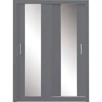 Masseno Schiebetürenschrank MIRA 160/215/60cm 2-türig mit Spiegel Anthrazit