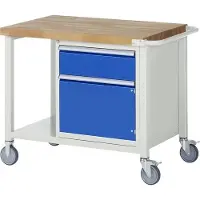 RAU Mobile Werkbank mit Ablageboden - Schrank - Schublade - Vollauszug - 180:1 - höhenverstellbar 880-1.080 mm - 1.000 x 700 mm (BxT) - Traglast 450 kg