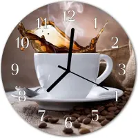 Tulup Glasuhr Wanduhr Küchenuhr Echt-Glas 30fi cm Kaffee braun
